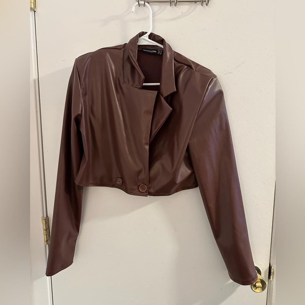 PrettyLittleThing cropped faux leather jacket